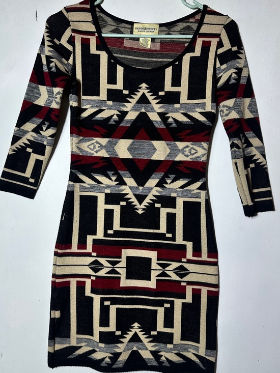 Denim & Supply Ralph Lauren Dresses & Skirts - Denim & Supply Ralph Lauren Aztek Knit Dress in Black, Cream & Red